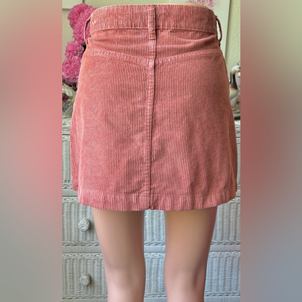 Free People Ray Mini Skirt corduroy Cotton Button Up in terracotta Size 0 NWT - Picture 3 of 12